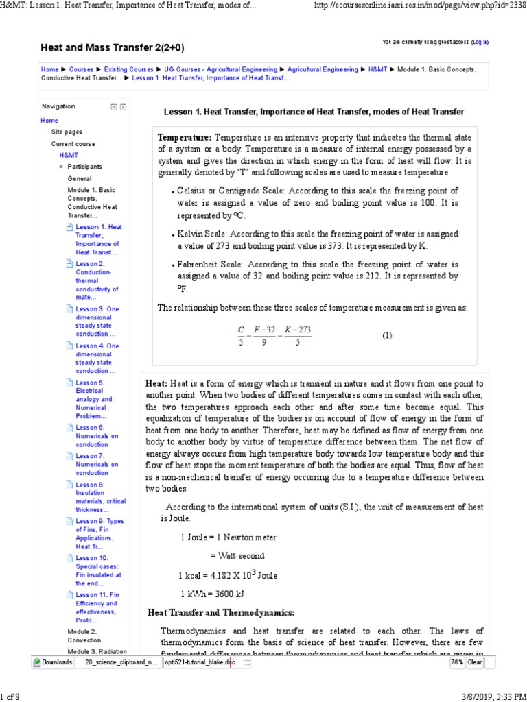 Heat Transfer Basics & Modes | PDF | Heat Transfer | Thermal Conduction