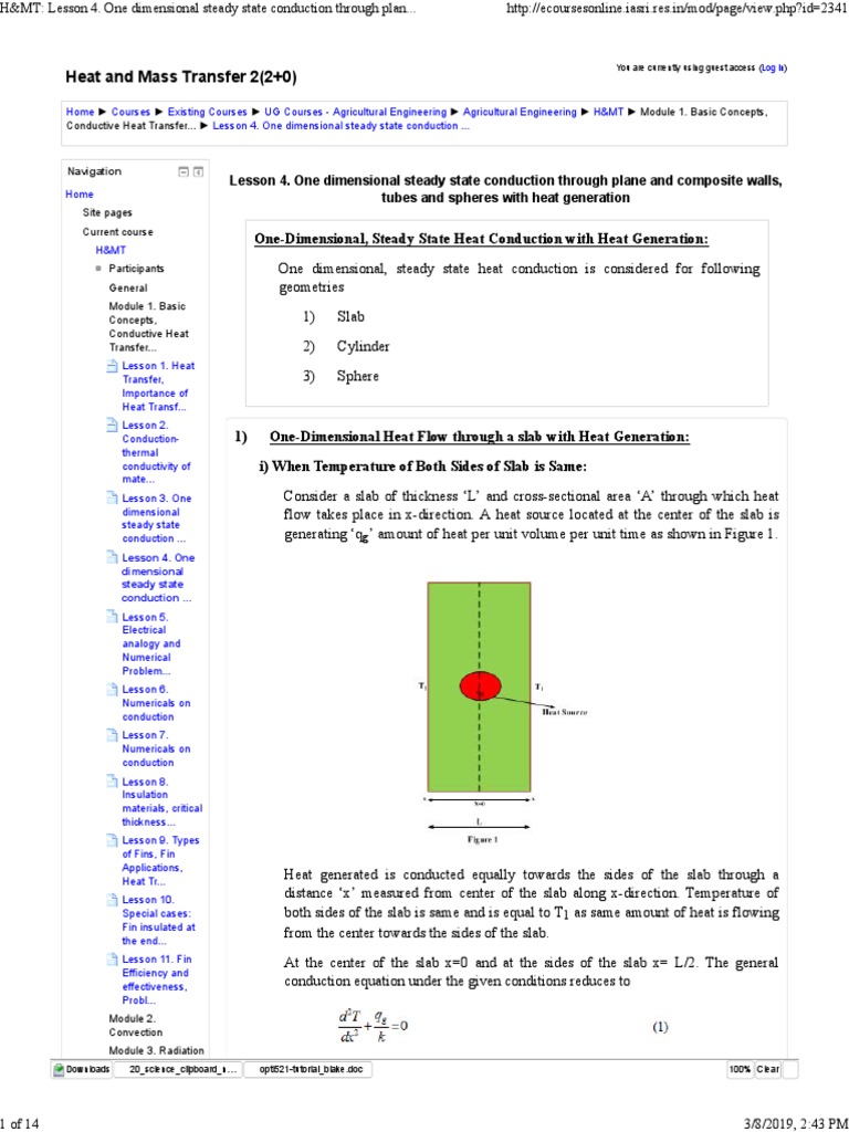 One-Dimensional Heat Conduction Analysis | PDF | Thermal Conduction ...