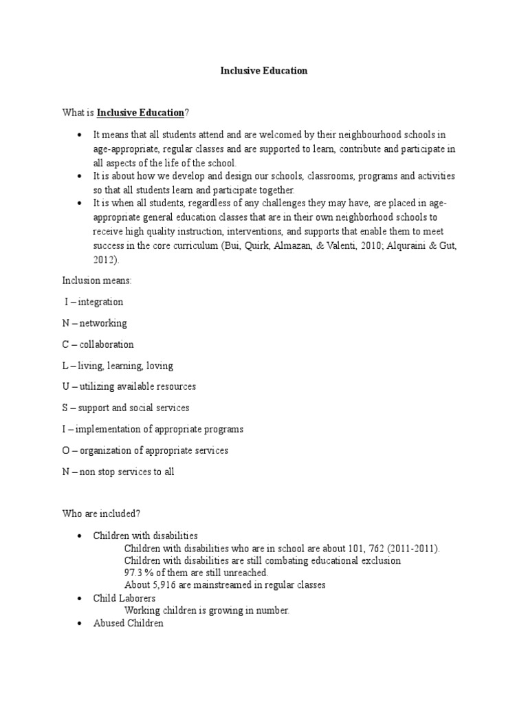 Understanding Inclusive Education Principles | PDF | Inclusion ...