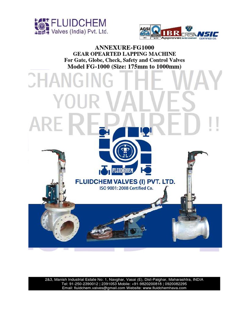 ANNEXUREFG1000 Gear Opearted Lapping Machine For Gate, Globe, Check