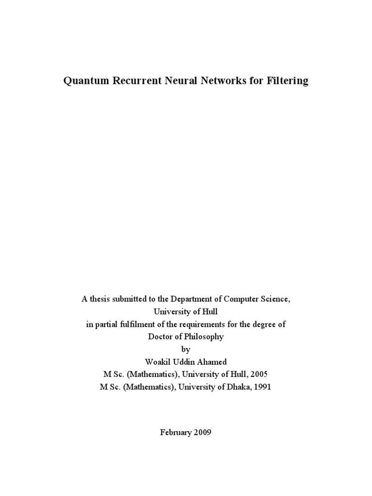 Quantum Neural Networks for Filtering | PDF | Kalman Filter ...