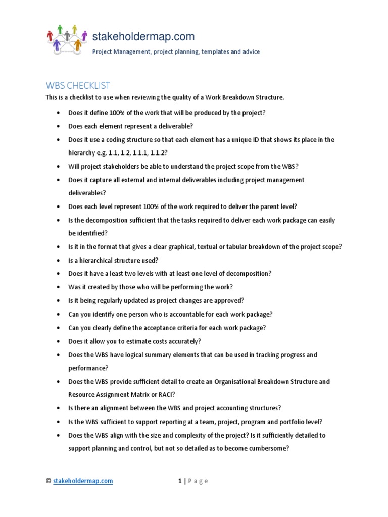 Wbs Checklist: Project Management, Project Planning, Templates and ...