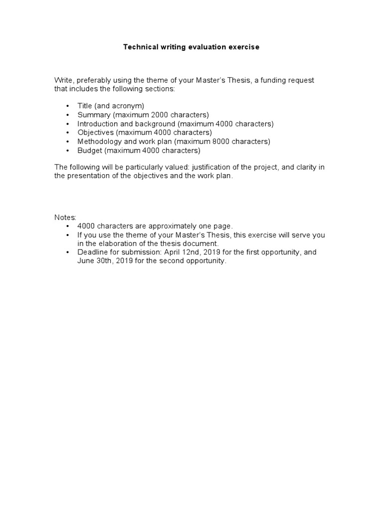 Technical Writing Evaluation Exercise PDF