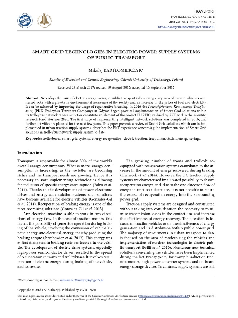 Smart Grid Technologies in Electric Power Supply Systems of Public ...
