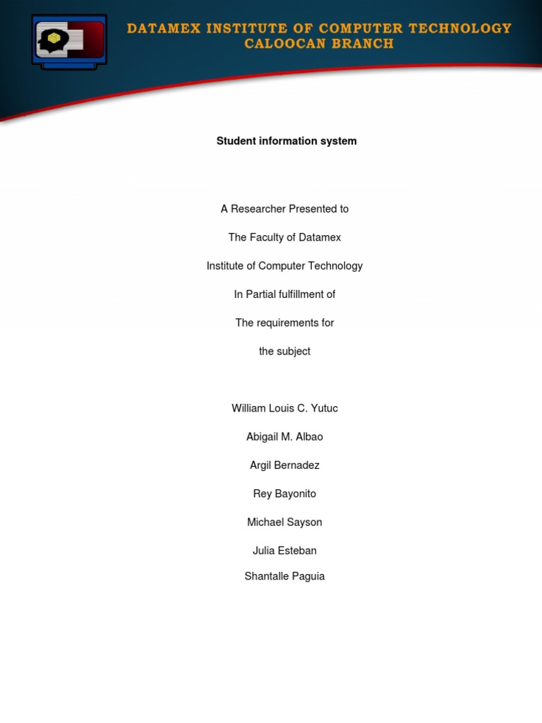 Updated Thesis Student Info Pdf Information System Information