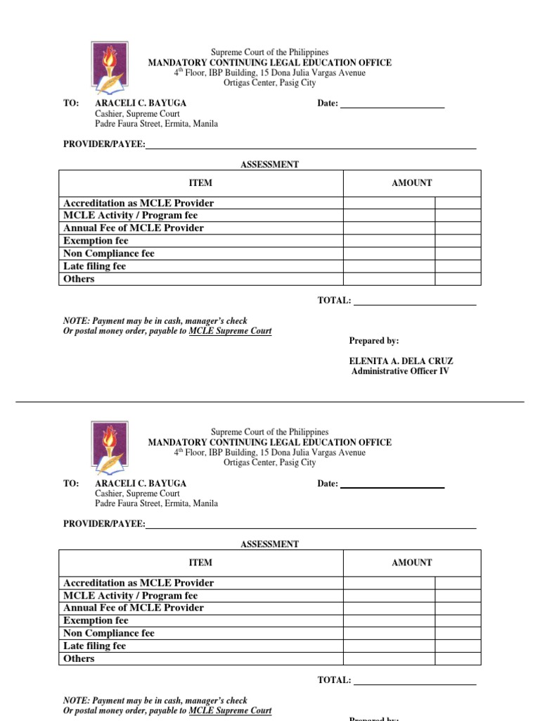 MCLE Payment Guidelines | PDF