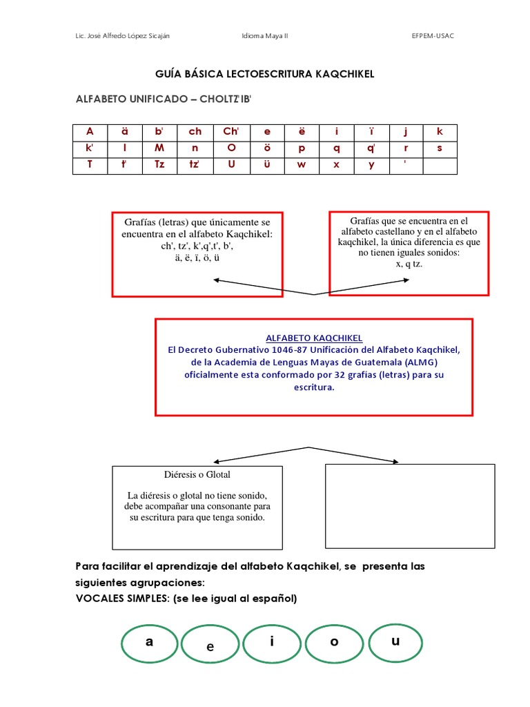 Guia Lectoescritura Basica Kaqchikel Docx Alfabeto Vocal Prueba Gratuita De 30 Dias Scribd