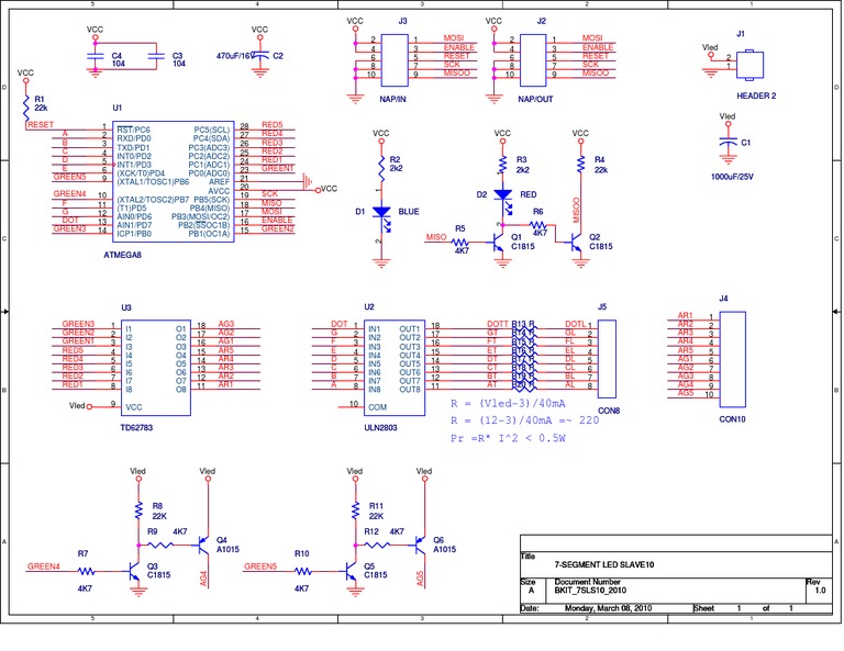 7-Segment LED Slave Circuit Design | PDF