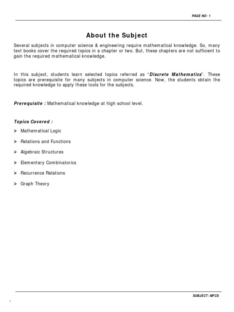 Mfcs Notes | PDF | Syntax (Logic) | Deductive Reasoning