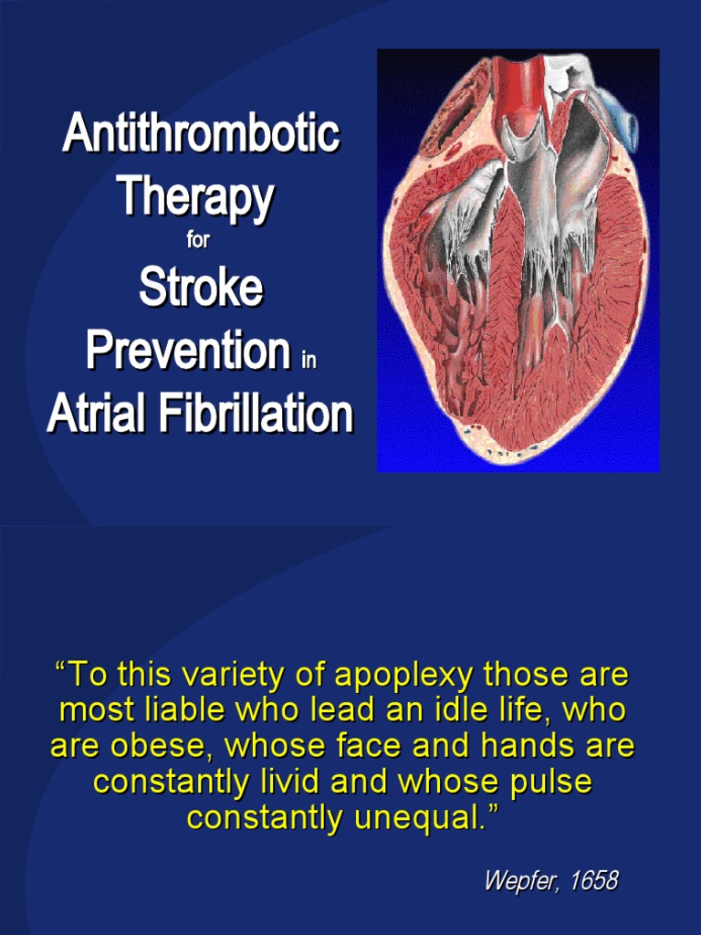 Antithrombotic Therapy Stroke Prevention Atrial Fibrillation | PDF ...
