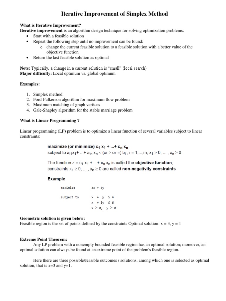 Simplex Method | PDF | Linear Programming | Mathematical Optimization