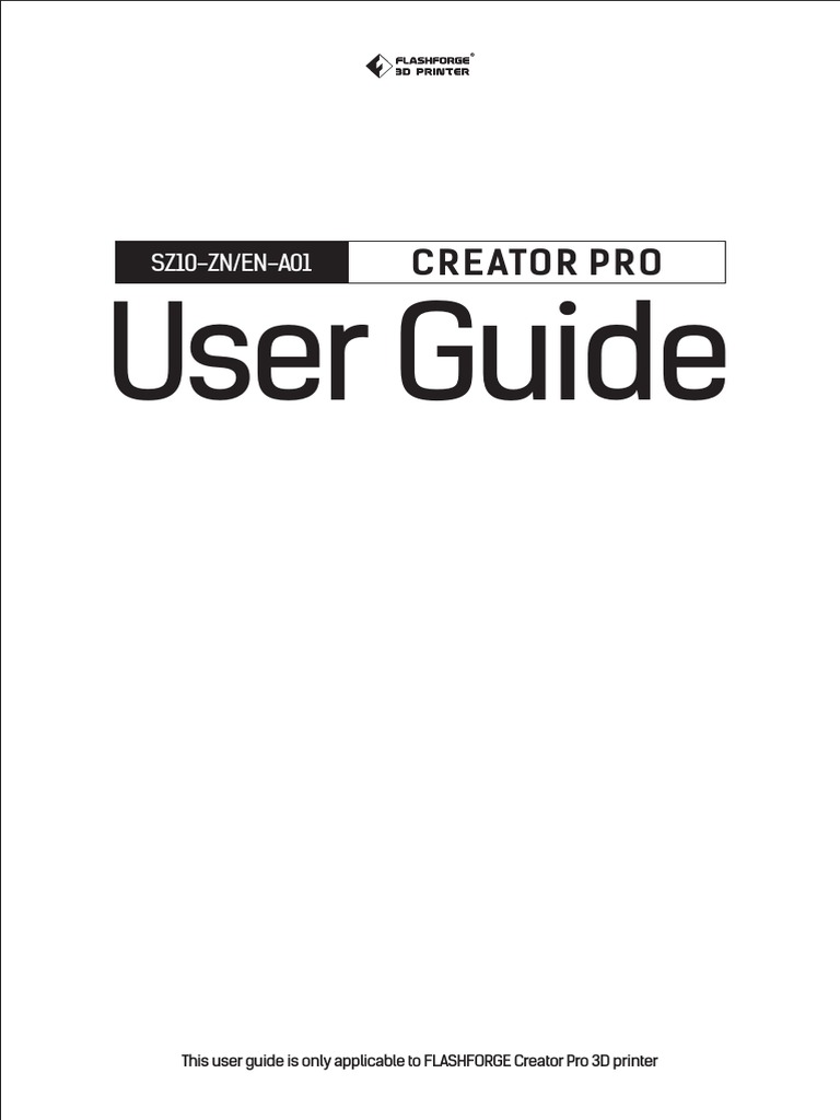 FlashForge Creator Pro Users Guide PDF | PDF | 3 D Printing | 3 D Modeling