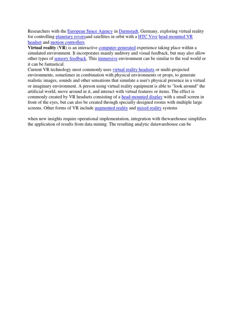 VR for Controlling Planetary Rovers | PDF