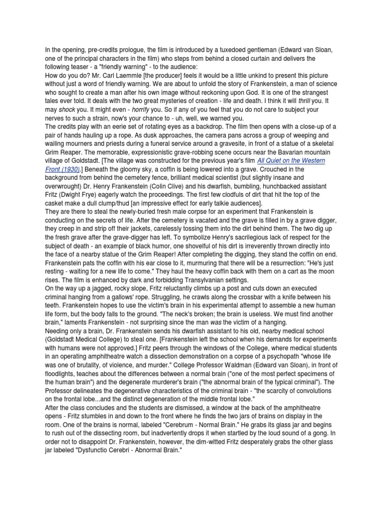 frankenstein 1931 script | Nature