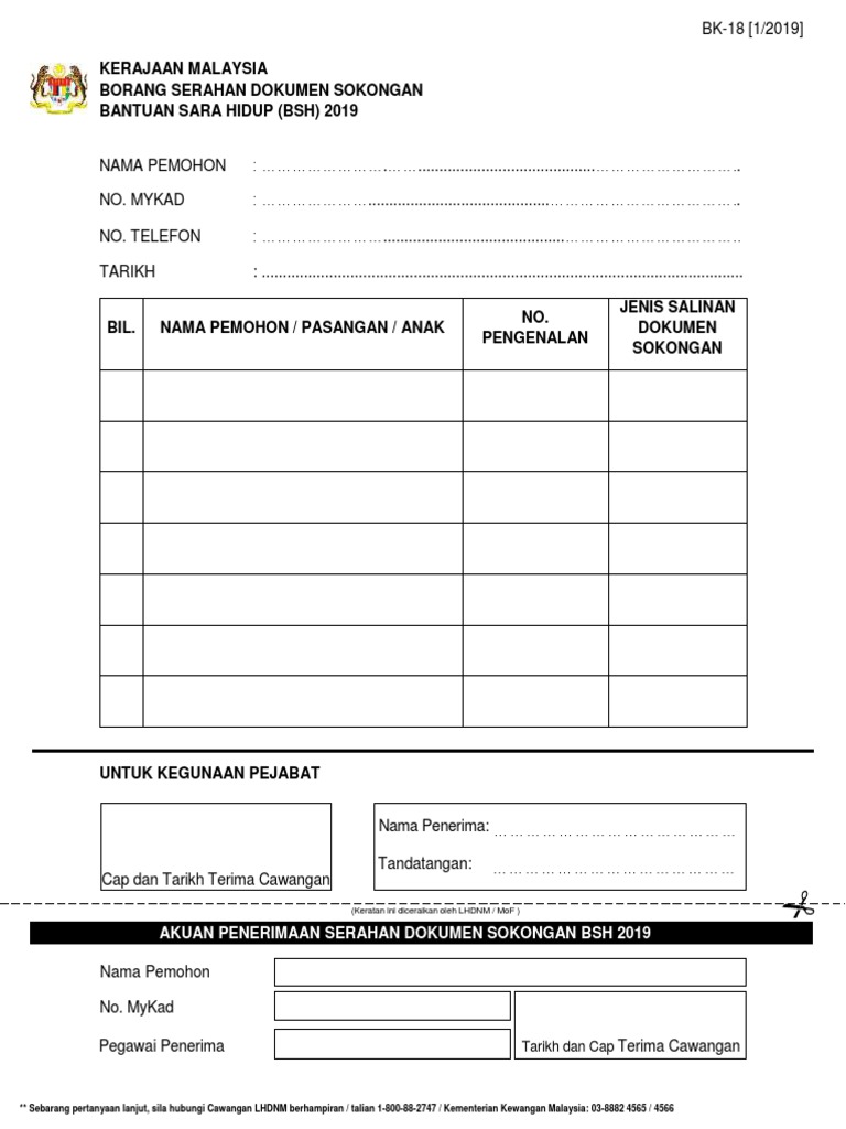 Bk 18 Borangserahandokumensokonganbsh2019 Pdf Pdf
