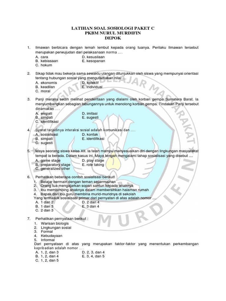 Soal Paket C Dunia Sekolah