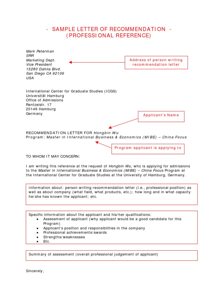 Sample Letter Of Recommendation Professional Pdf