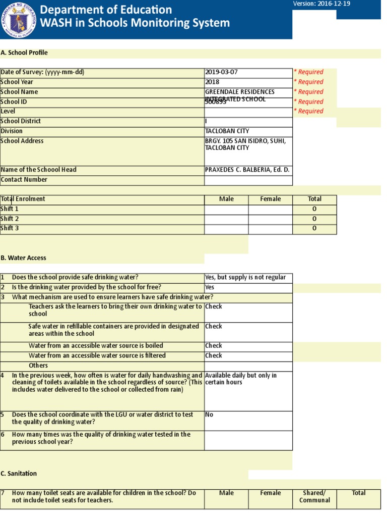 A. School Profile: Required Required Required Required Required | PDF ...