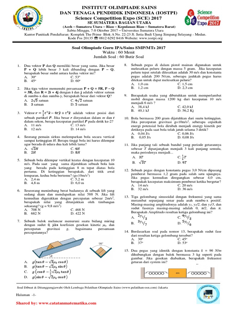 Olimpiade Guru Ipa Smp Sce 2017 Soal Dan Kunci Pdf