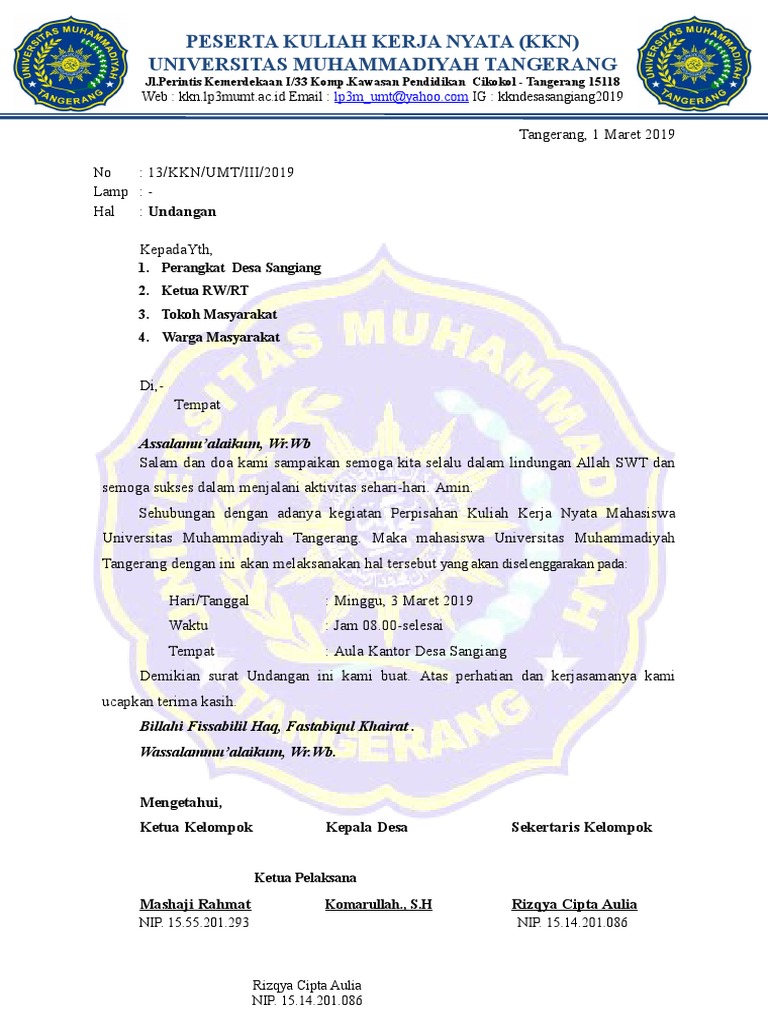 Surat Undangan Perpisahan