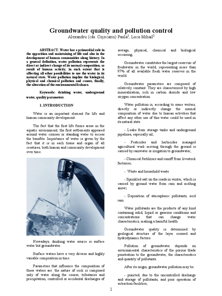 Groundwater Quality and Pollution Control | PDF | Groundwater | Water ...