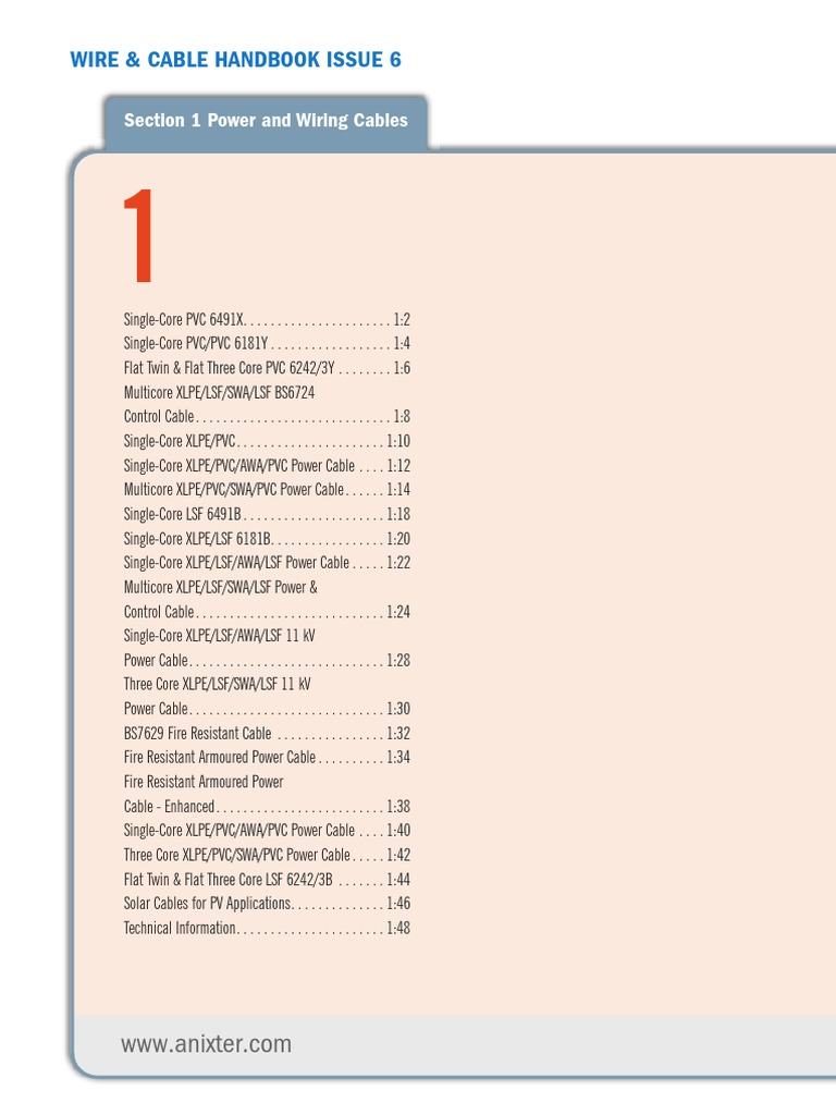 Section 1 Power & Wiring Cables PDF | PDF | Electrical Wiring ...