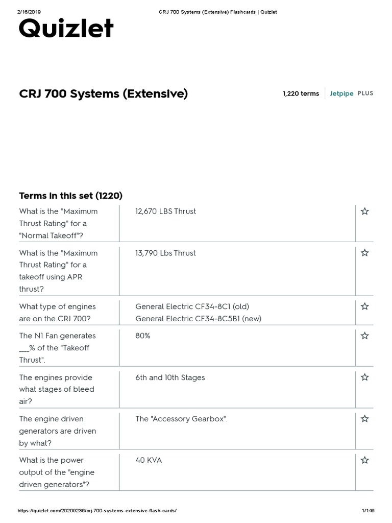 CRJ 700 Systems (Extensive) Flashcards Quizlet PDF PDF Air