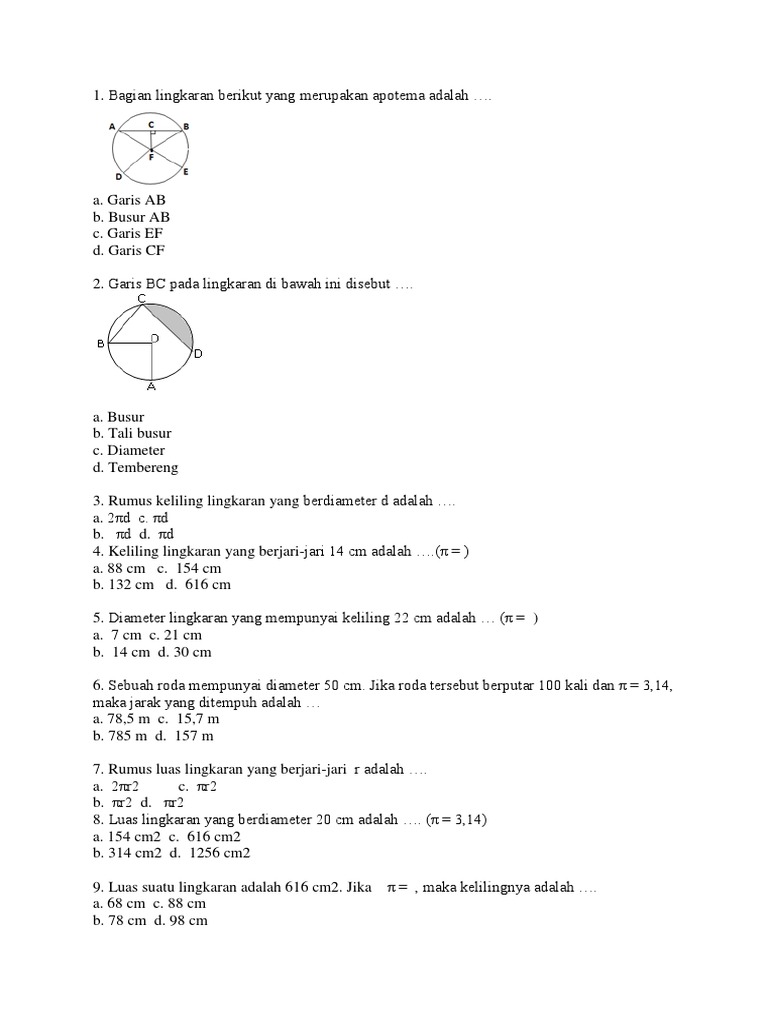 Bank Soal Pts Matematika Kelas 8 Semester 2