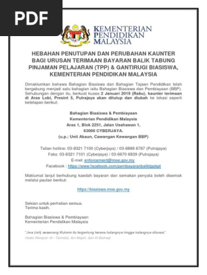 Alamat Bahagian Biasiswa Dan Pembiayaan Cawangan Cyberjaya