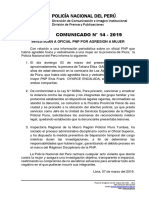 COMUNICADO PNP N° 14 - 2019