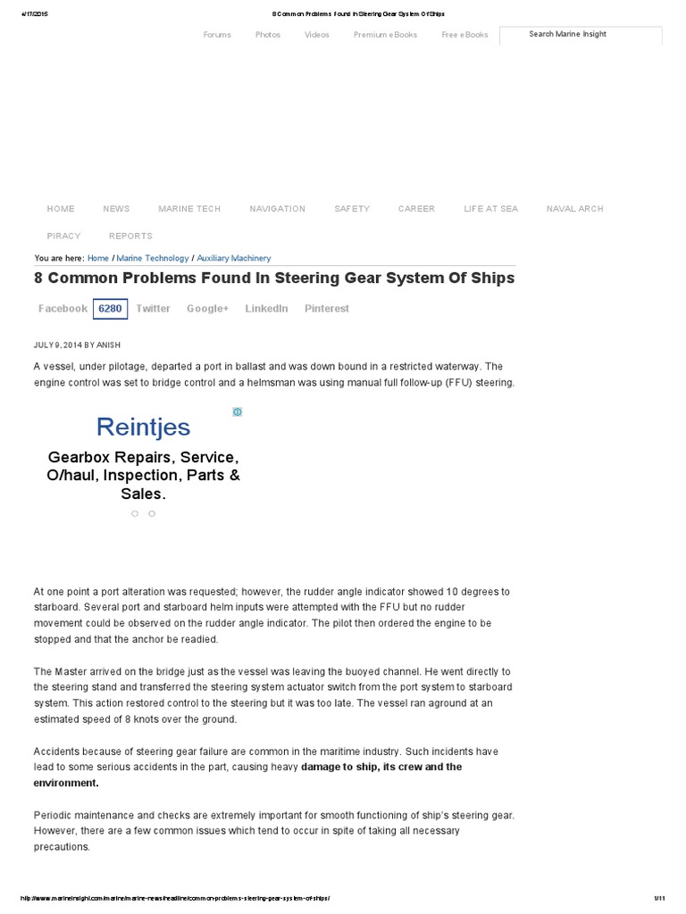 Ship Steering Gear Issues Explained | PDF | Rudder | Steering