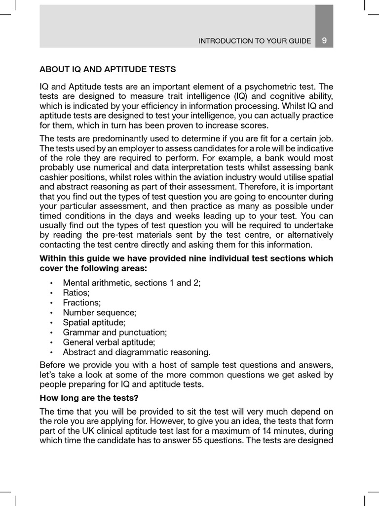 An Introduction To IQ & Aptitude Tests | PDF | Intelligence Quotient ...