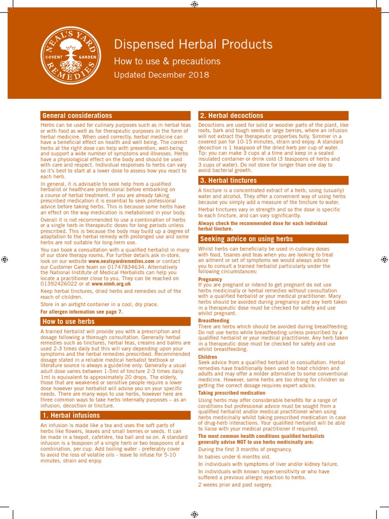 Contraindications Herbal Remedies 2018 PDF Herbalism Medicinal Plants