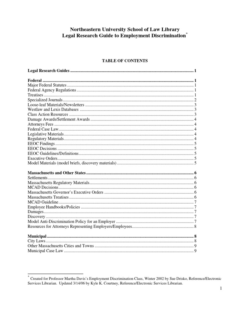 Employment Discrimination Pdf Equal Employment Opportunity