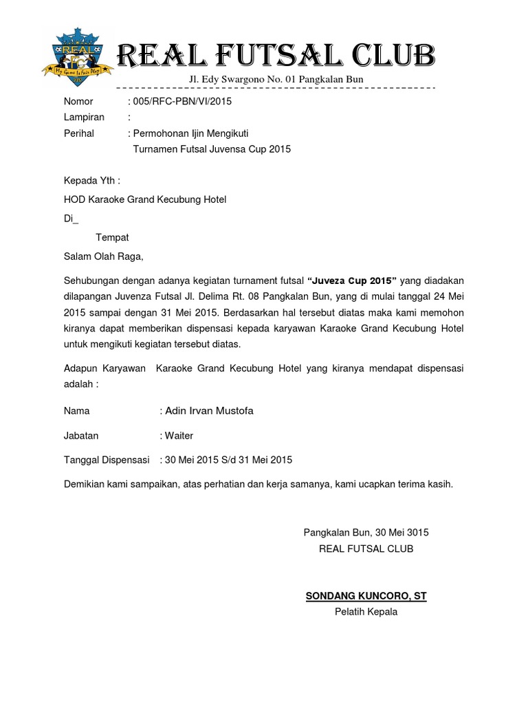 Download 87+ Contoh Surat Izin Sekolah Futsal Terbaik Gratis