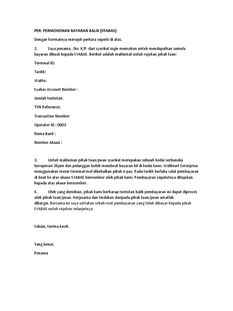 surat tuntutan bayaran