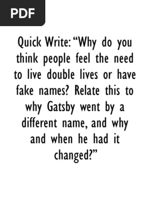 quick write lesson 16 gatsby 