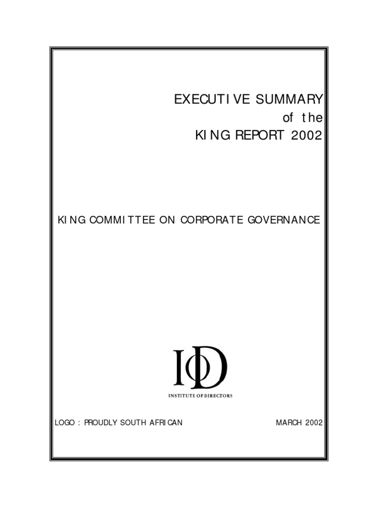 Executive - Summary - PDF KING CODE | PDF | Governance | Corporate ...