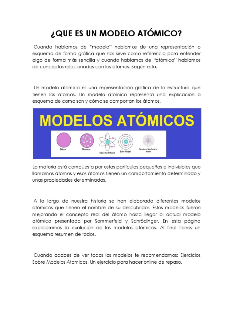 Modelo Atomico | PDF | Átomos | Núcleo atómico