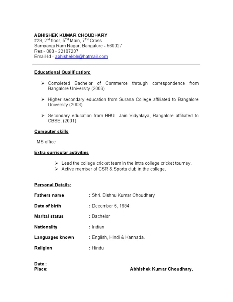 Abhishek Kumar Choudhary's Resume | PDF