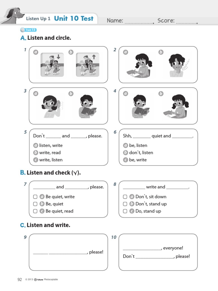 Unit 10 Listening Test for Grade 1 | PDF | Foreign Language Studies ...