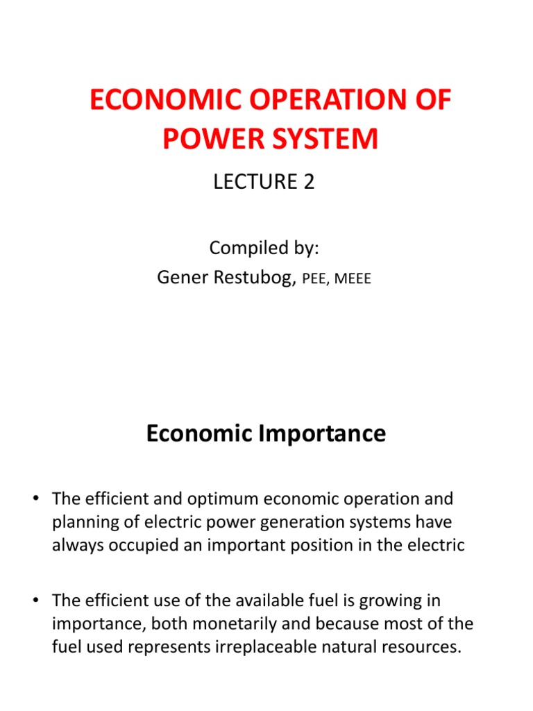 Economic Operation of Power Systems | PDF | British Thermal Unit ...