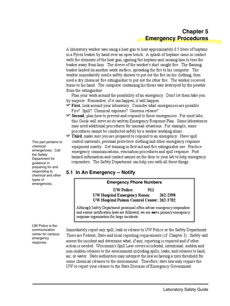 Laboratory Emergency Response Guide | PDF | Emergency | 9 1 1