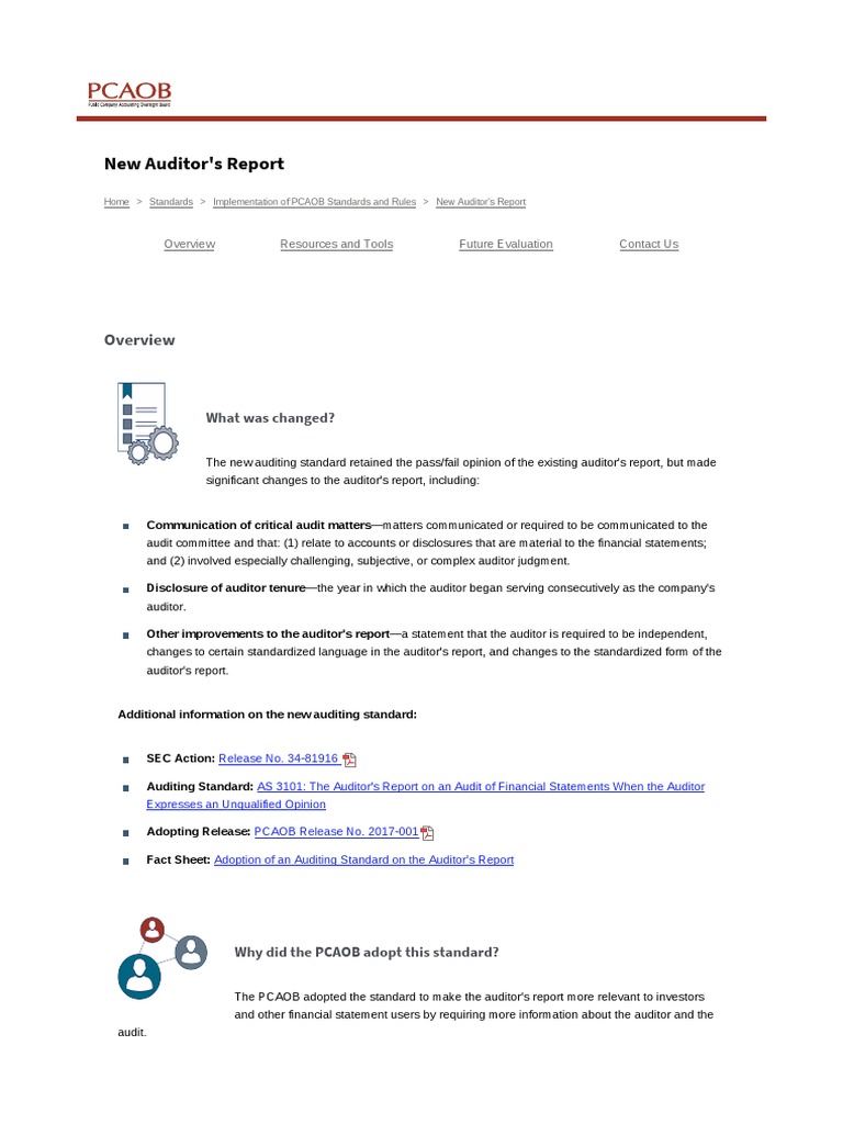 PCAOB - New Auditor's Report PDF | Download Free PDF | Auditor's Report ...