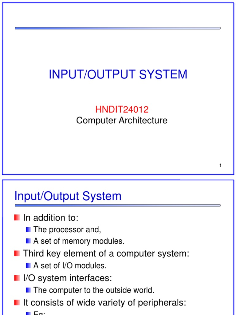 Input/Output System: Computer Architecture | PDF | Input/Output ...