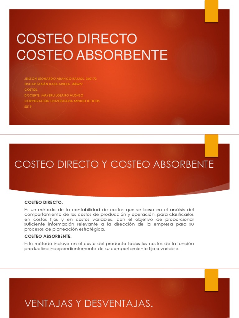Costeo Directo y Absorbente | PDF | Costo | Inventario