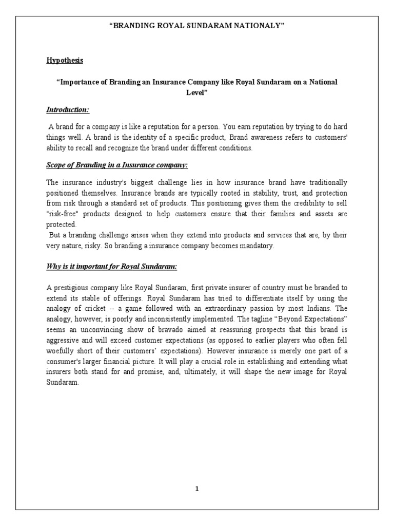Branding Royal Sundaram's Insurance Image | PDF | Economies | Business