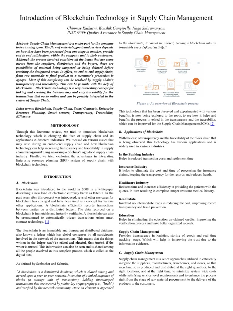 Introduction of Blockchain Technology in Supply Chain Management | PDF ...
