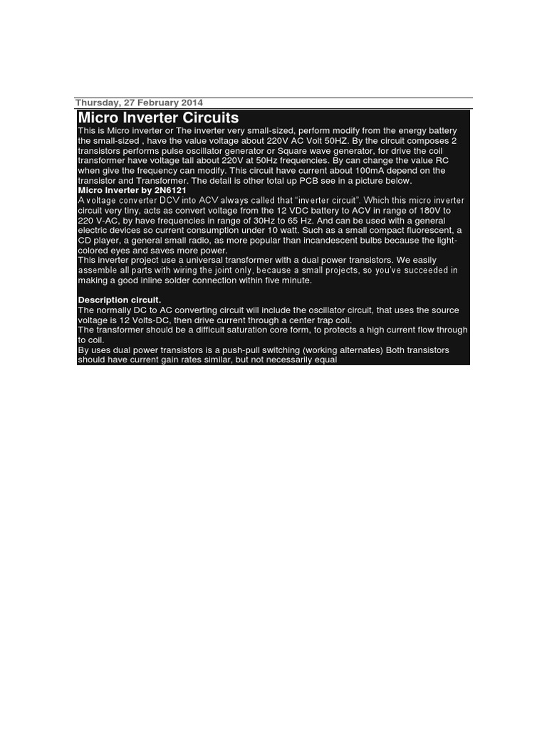 Micro Inverter Circuit Design Guide | PDF | Power Inverter | Electronic ...