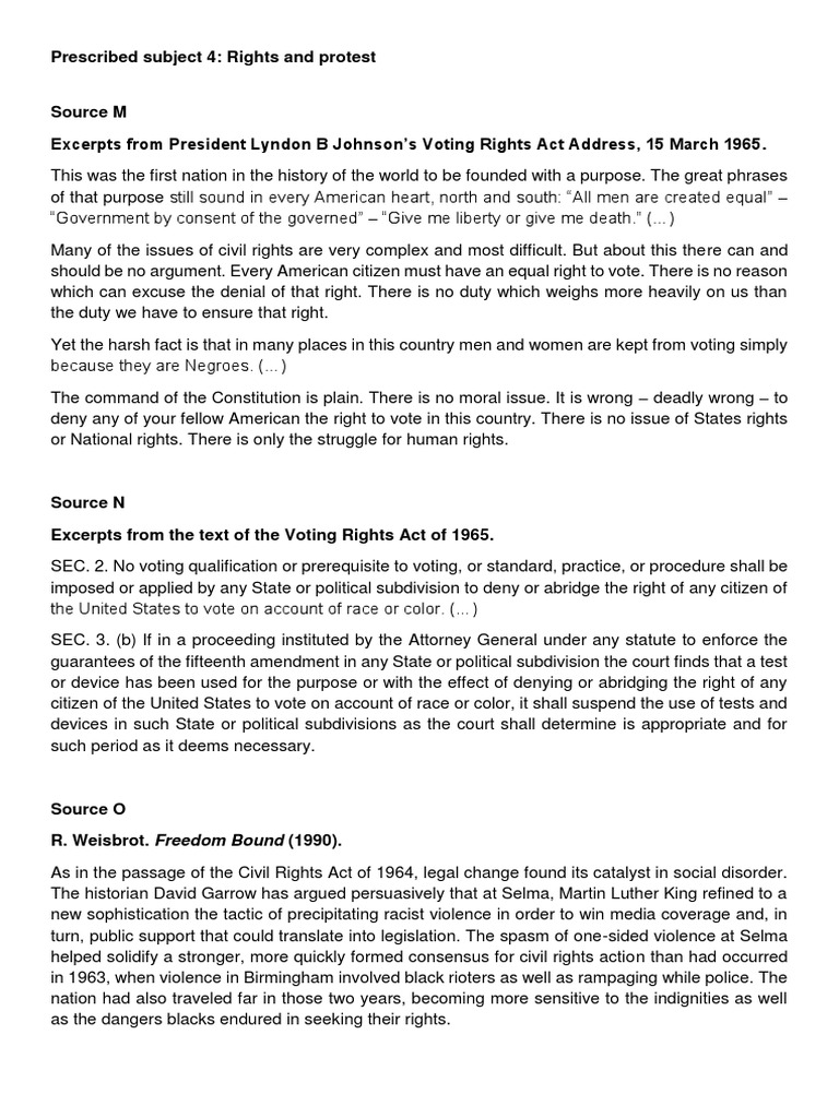 Voting Rights Act and Civil Rights Protests | PDF | Voting Rights Act ...